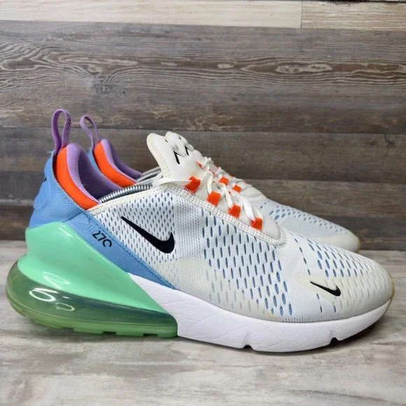 Nike Air Max 270 Mens Size 12.5 White Multi-Color Running Shoes DX2347-100 - Picture 1 of 11